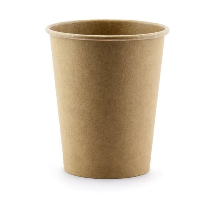Vienkartiniai popieriniai puodeliai KRAFT, 8 oz