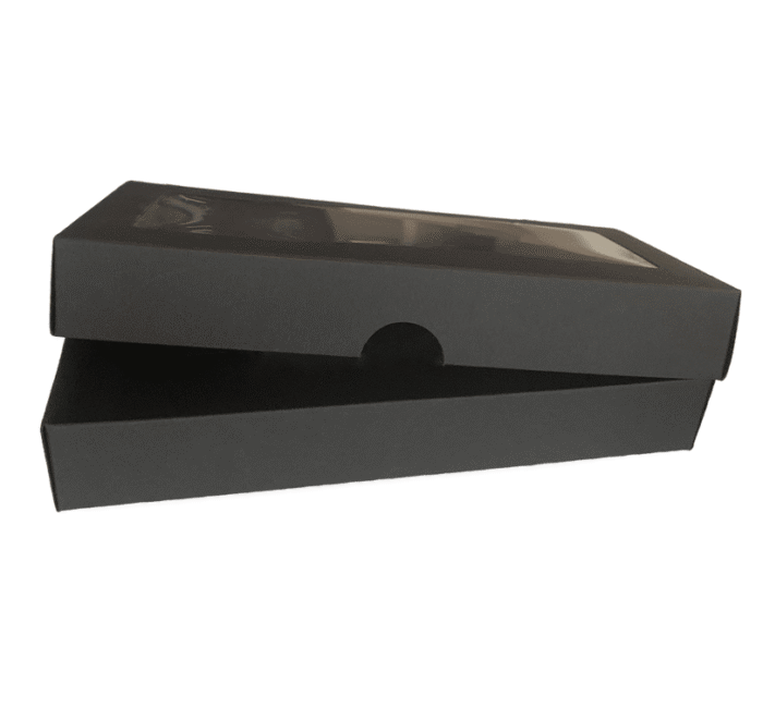 Dviejų dalių dėžutė su langeliu 135x90x60 mm, juoda/juoda