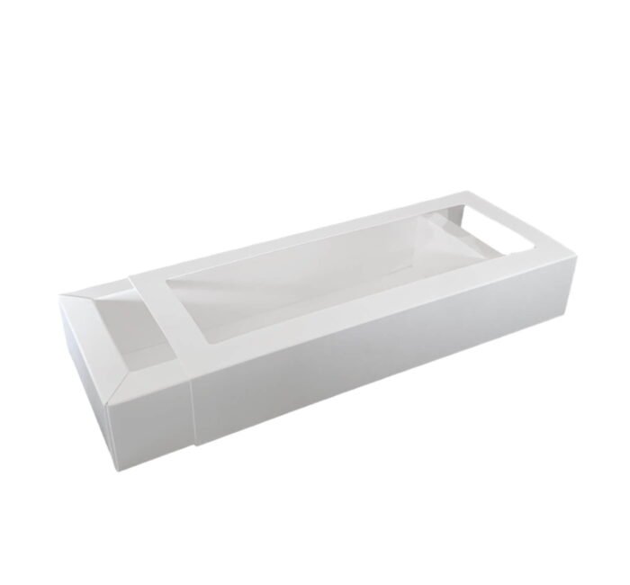 Dėžutė su įmaute ir langeliu 220x80x40 mm, balta/balta