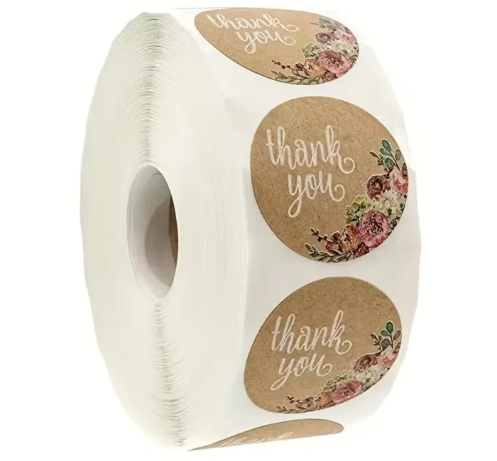 Kraft lipdukai „Thank you” 500 vnt